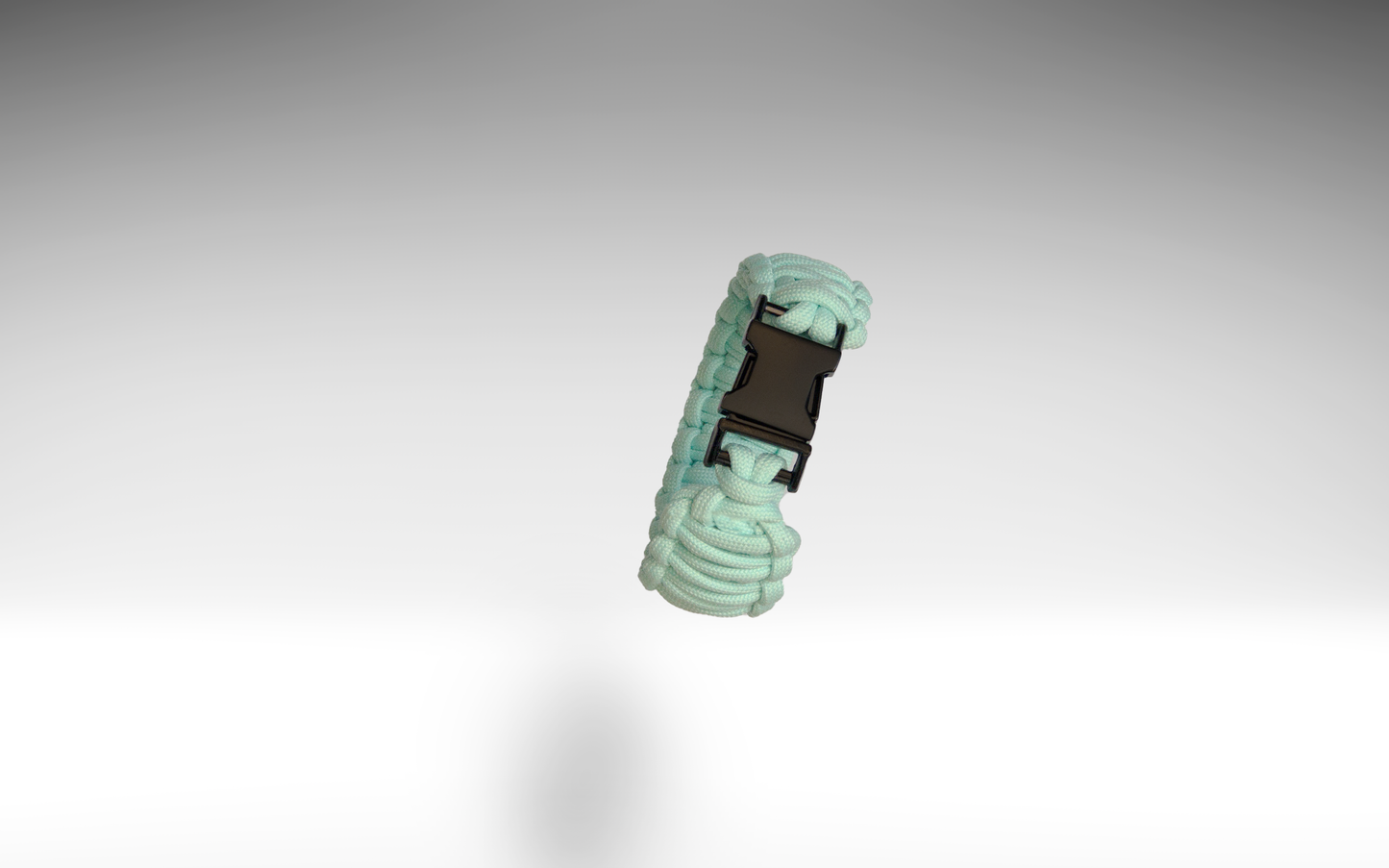 Pulsera Paracord COLOR TROPICANA BLUE con cierrre metalico de la colección Paracolor BGC BlakII. Vista del cierre metálico.