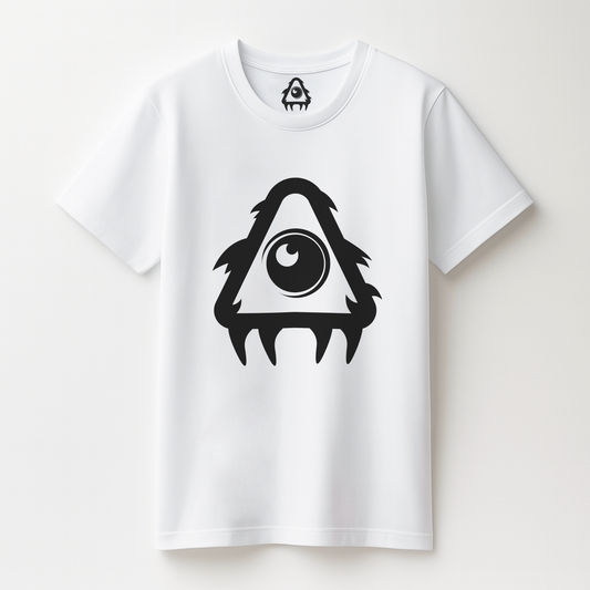 Camiseta blanca con el logo IamRay en negro. mODELO REGULAR.